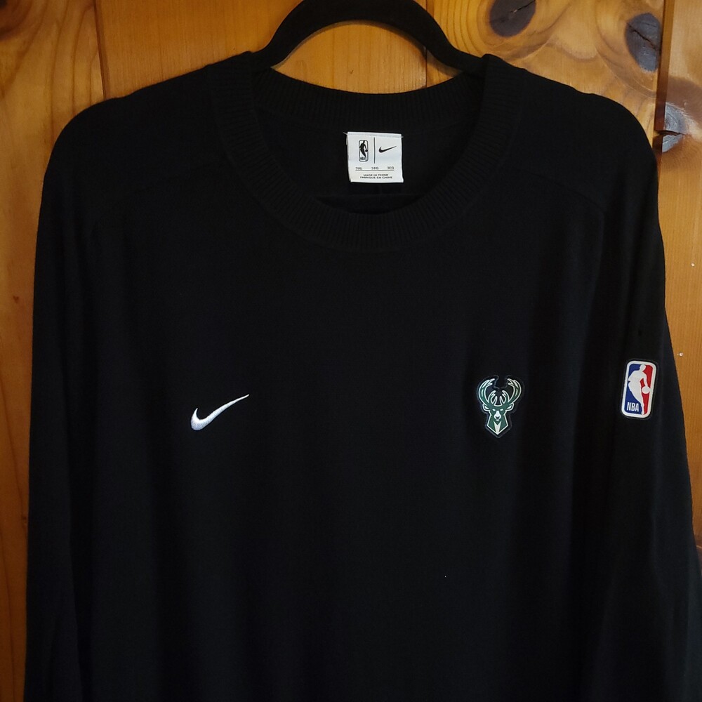 Nike Milwaukee Bucks Crewneck Sweatshirt 3XL Black NBA Logo